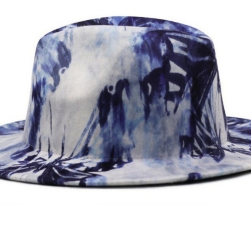 🌺Fedora Hat Blue & White Tie Dye Splash🌺